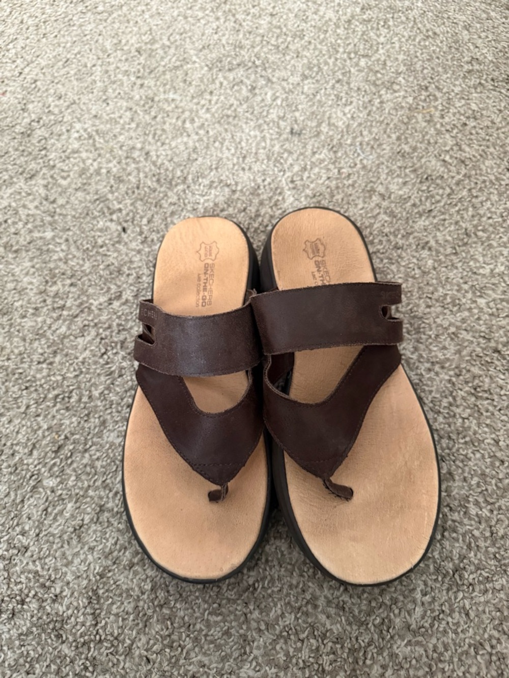 Skechers Brown Suede Slide Sandals